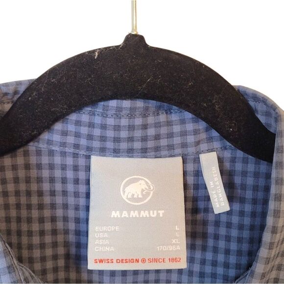 Mammut Men's Blue Gingham Eldora Logo Button Down Shirt Size US L - Picture 3 of 7